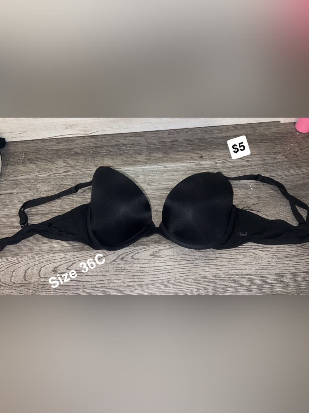 PINK Victoria's Secret Black Padded Bra Size 36C